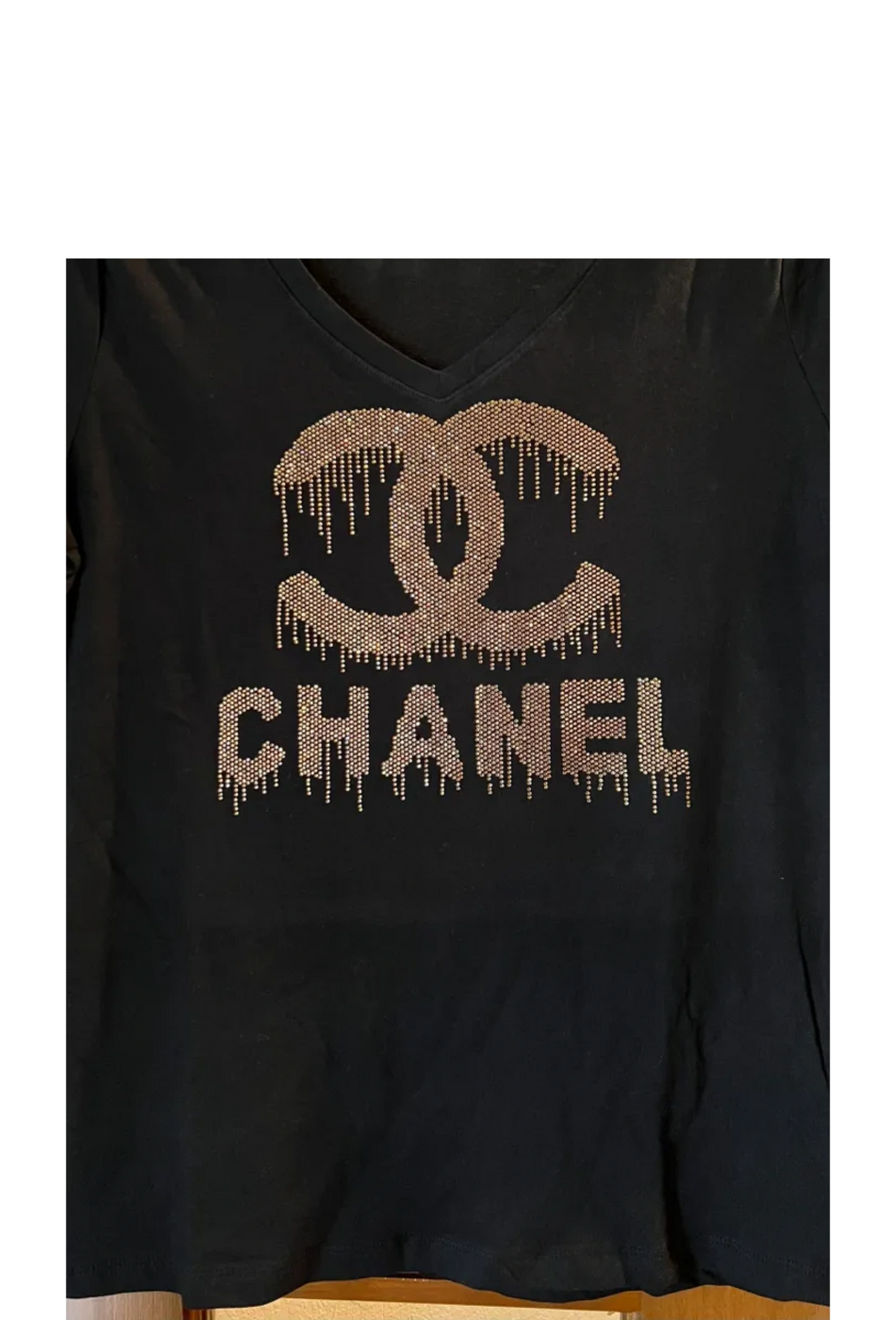 CC Gold Rhinestone Drip T Med.