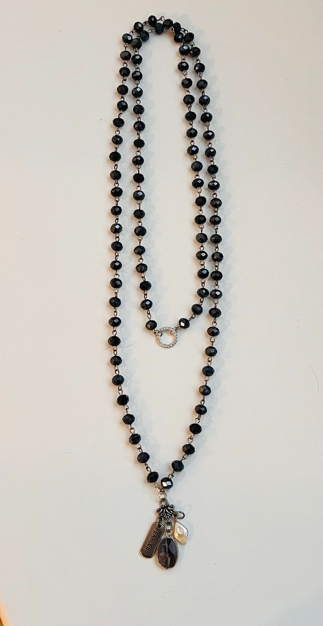 Double Wrap Beaded Charm Necklace