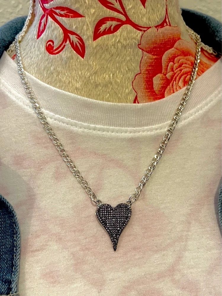 Purple Pave’ Heart Necklace