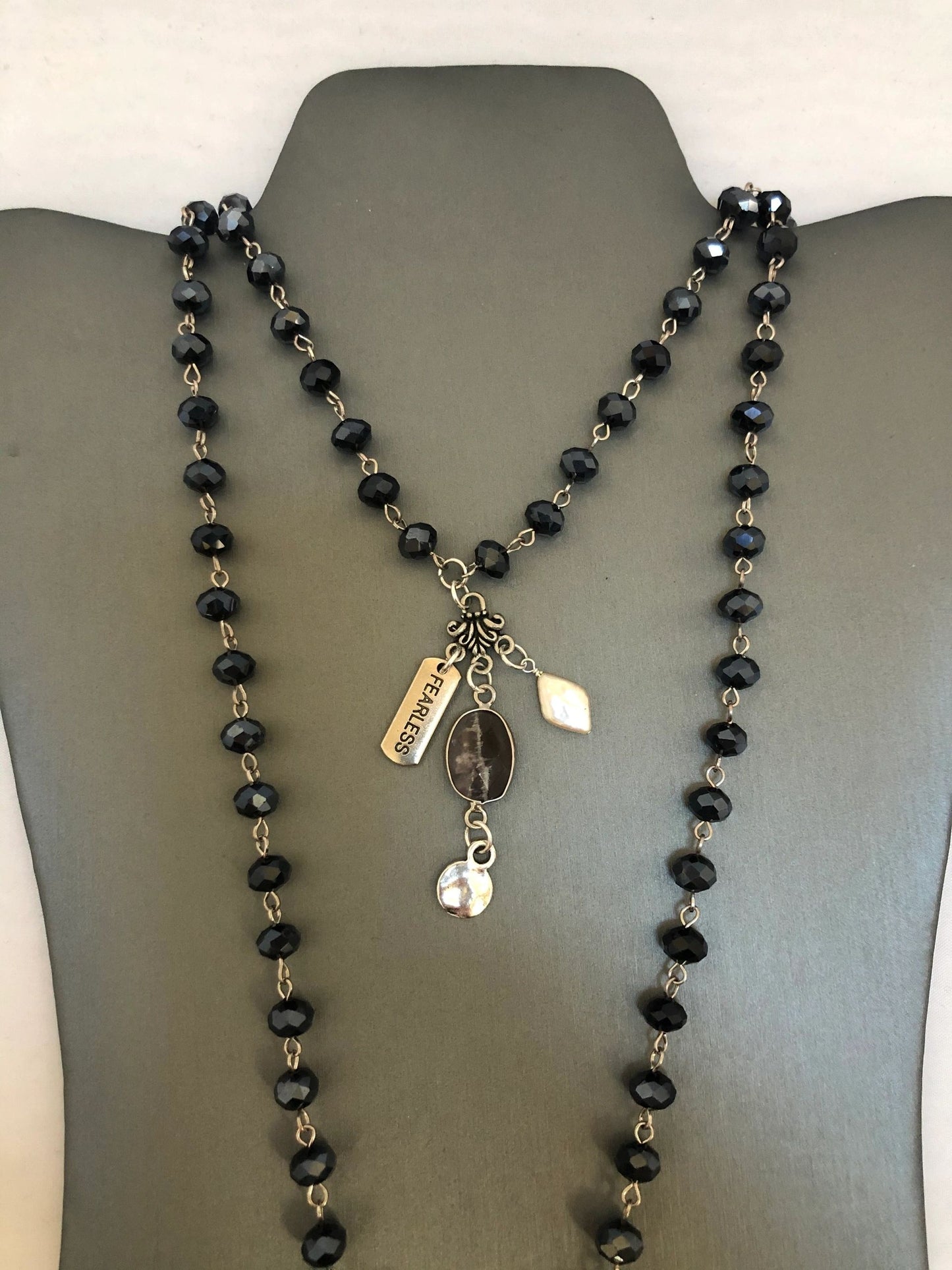 Double Wrap Beaded Charm Necklace