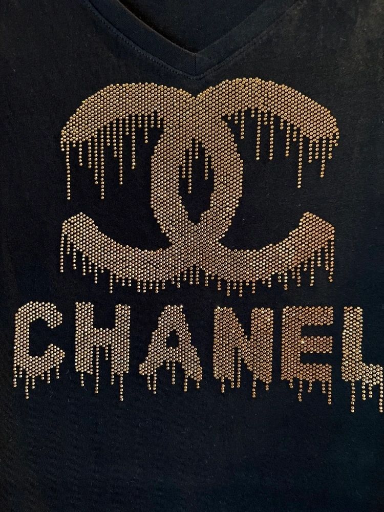CC Gold Rhinestone Drip T Med.