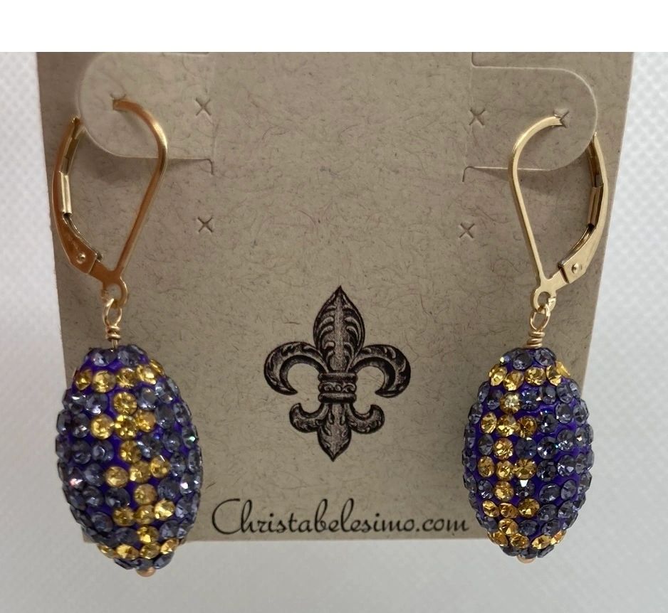 LSU Style Pave’ Football Earrings