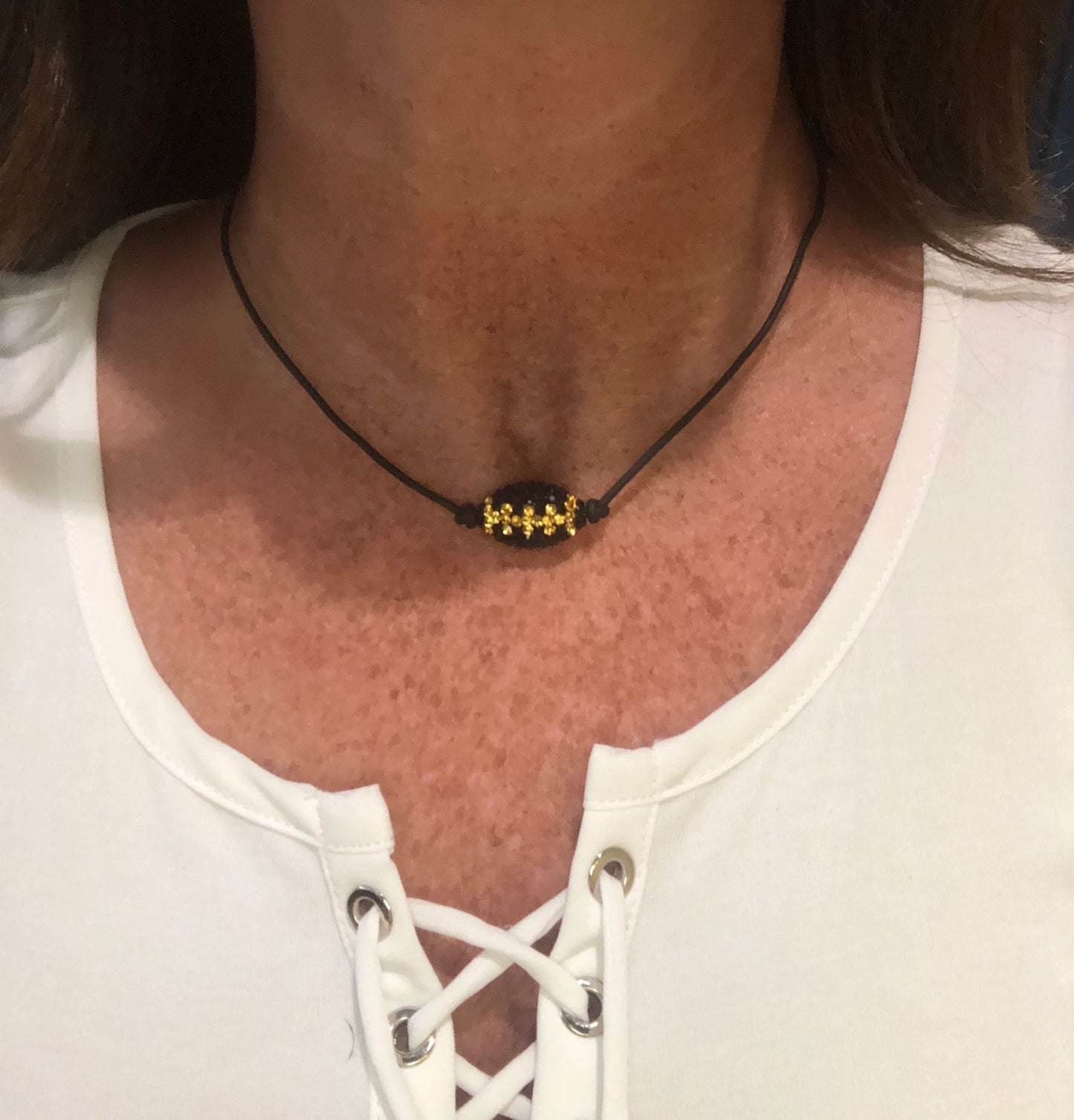 New Orleans Saints Black n Gold Football Necklace