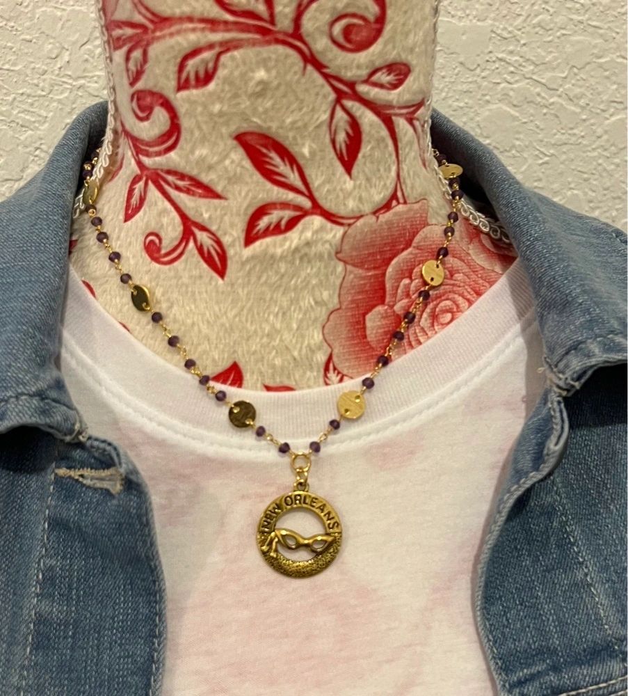Nola Mardi Gras Mask Pendant Purple