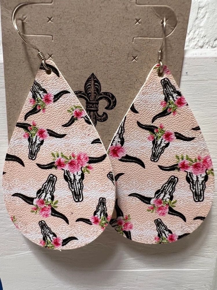 Vegan Cow, Steer Print Earrings