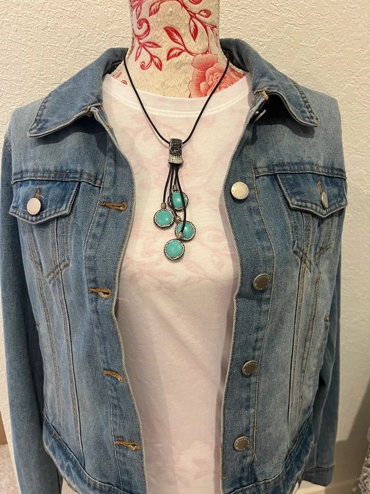 Turquoise Pave’ Dangly Necklace