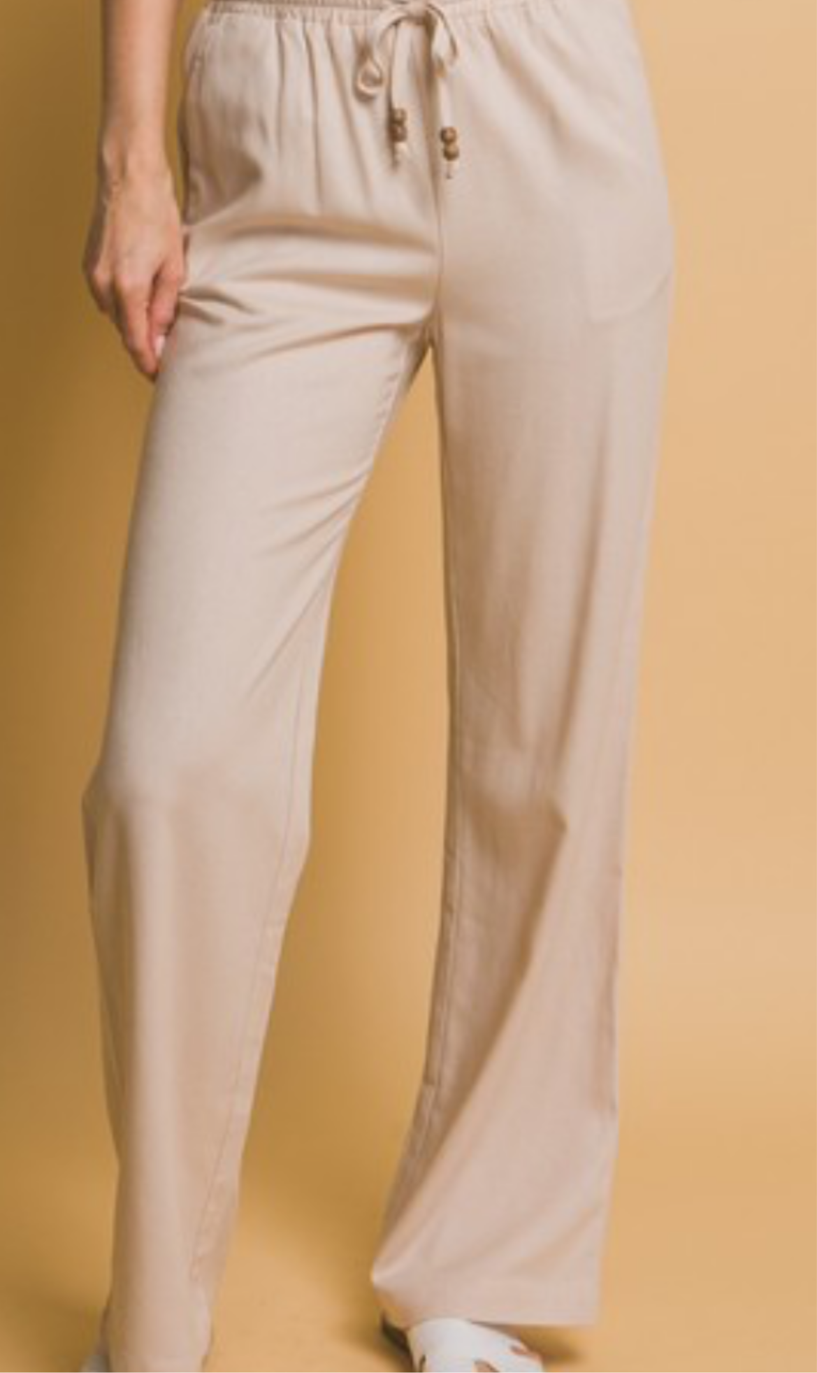 Drawstring Khaki Linen Pants