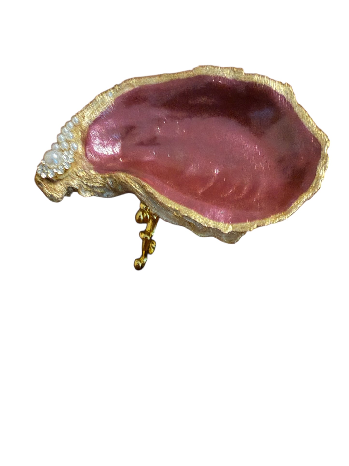 Maroon Oyster Shell w Gold Stand