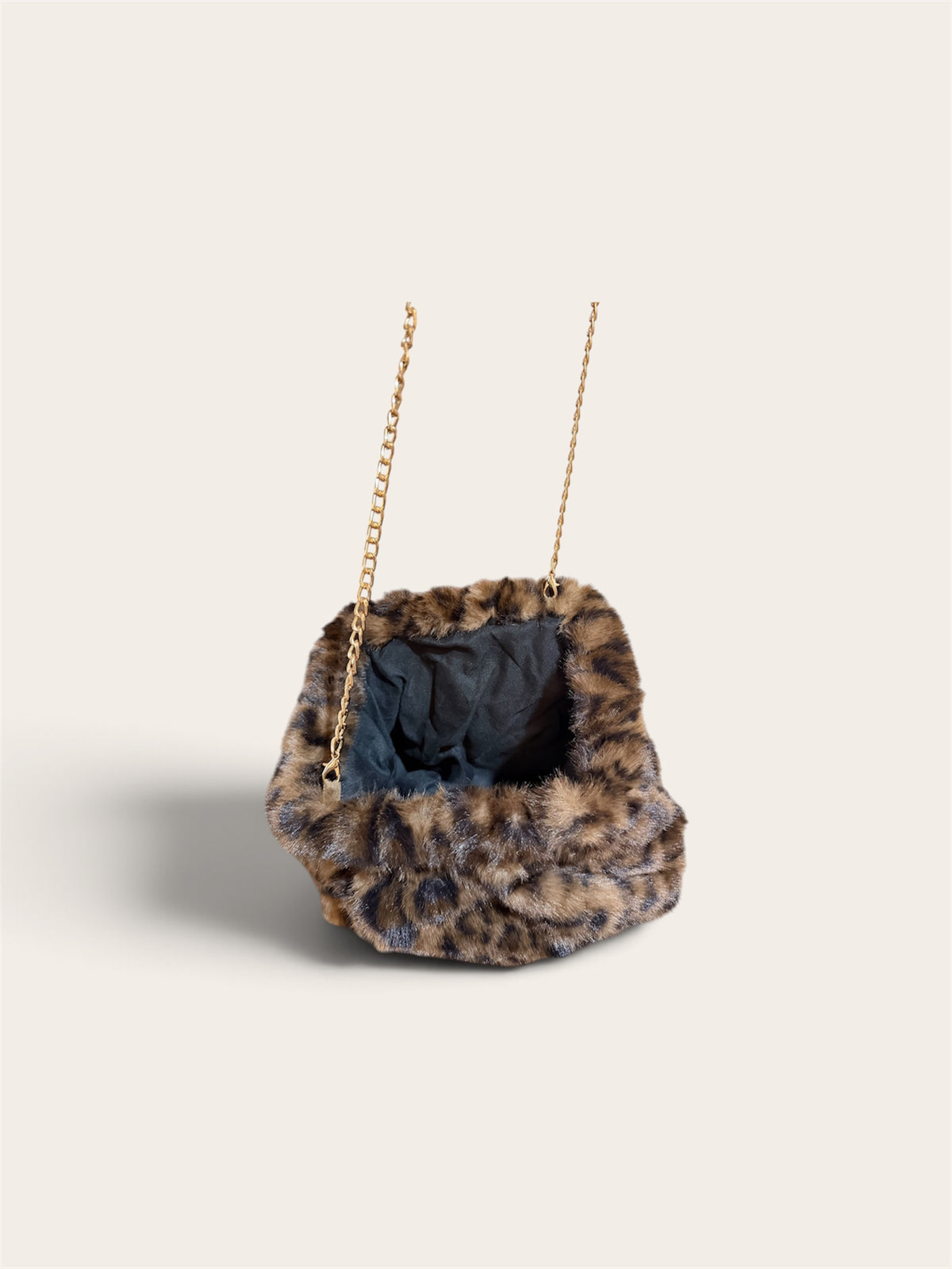 Fur Leopard Purse with Chain