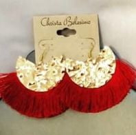 Red and Gold Fan Earrings