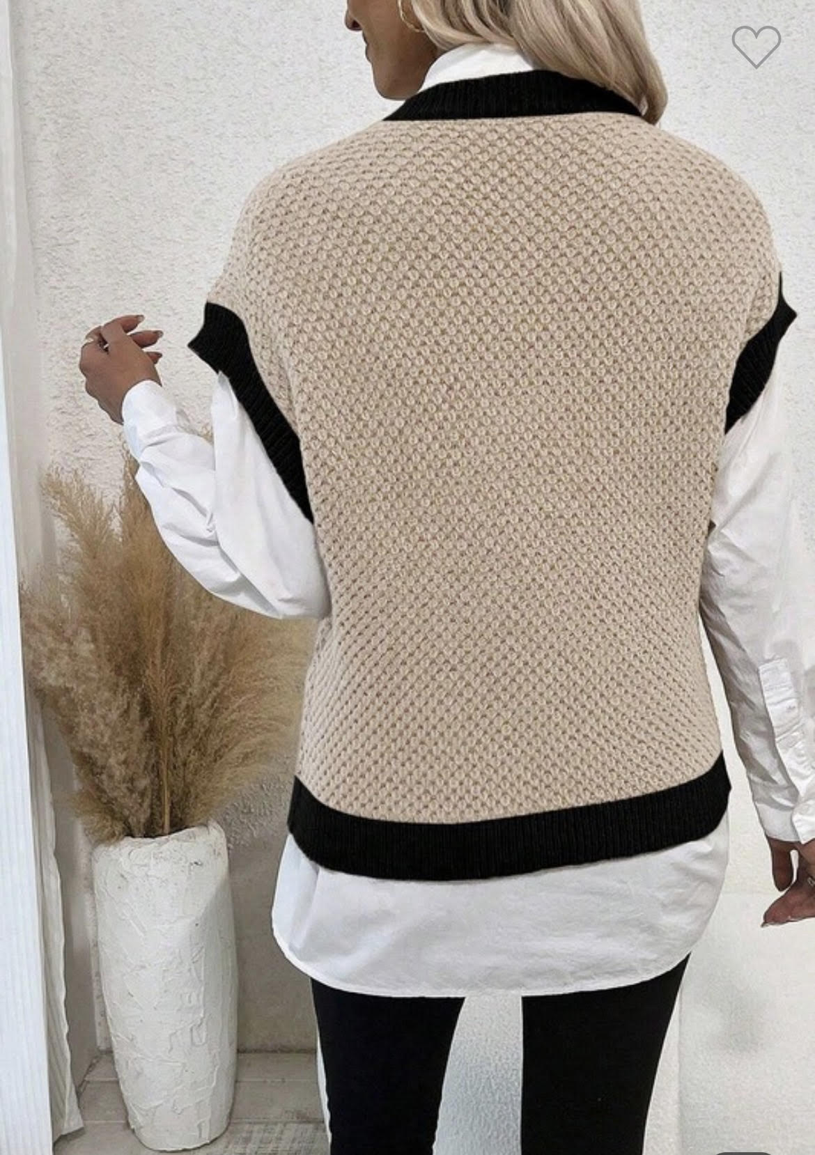 Beige Contrast Batwing Sleeve Sweater Top