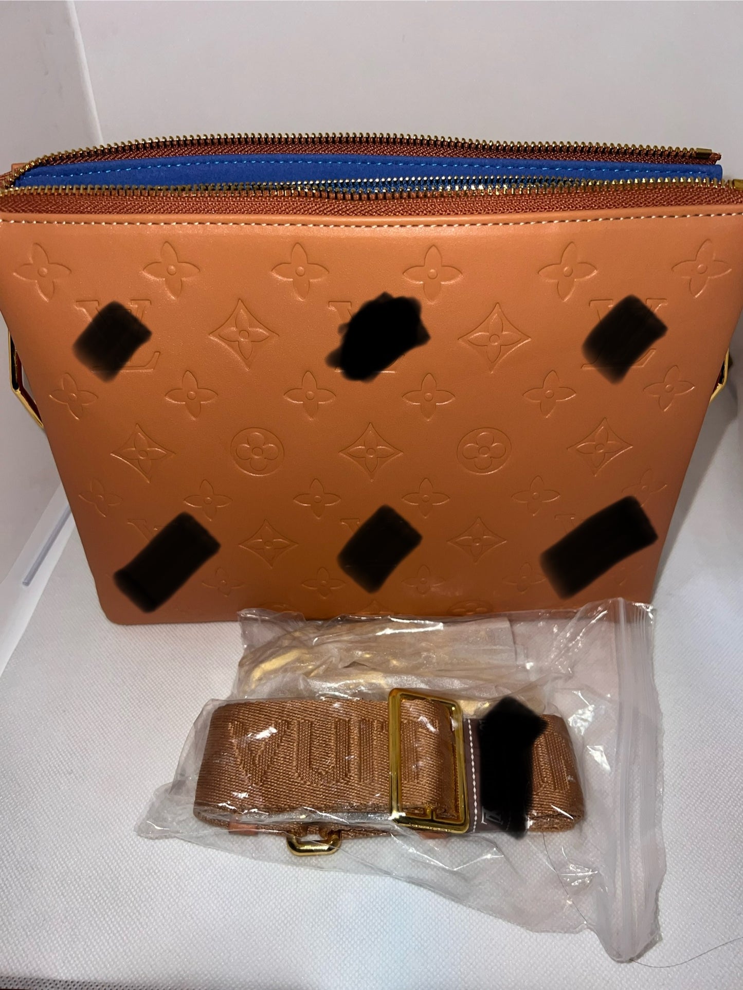 Camel Color Purse with Gold chain and Strap
