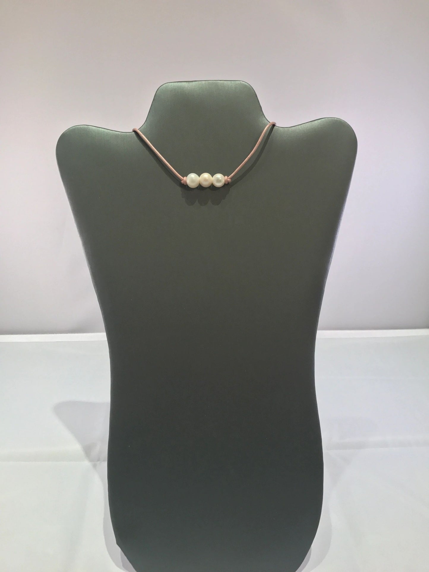 Triple White or Dark Freshwater Pearl Leather Cord