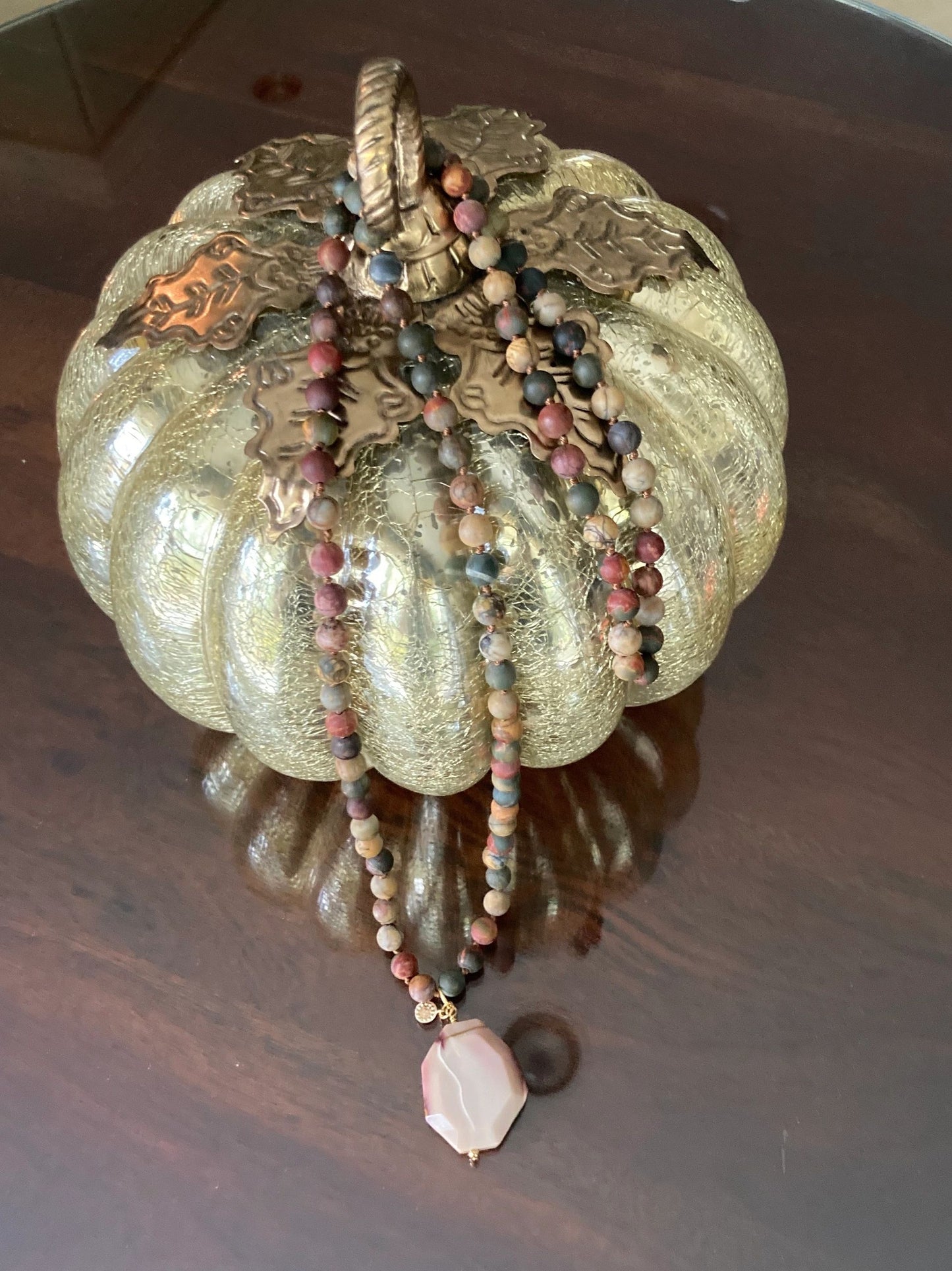 Beaded Jasper Necklace With Agate