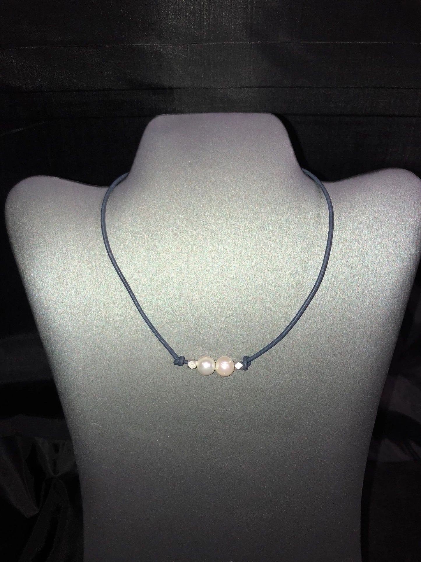Double Pearl choker with silver spacers