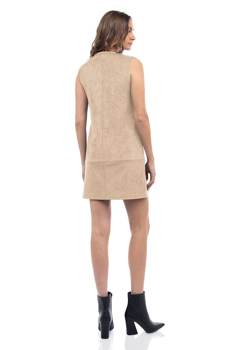 Sleeveless Faux Suede Dress