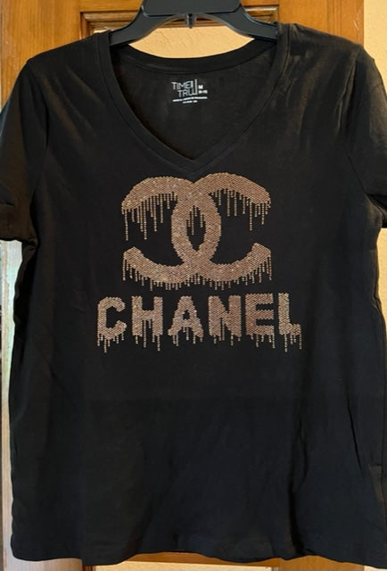 CC Gold Rhinestone Drip T Med.