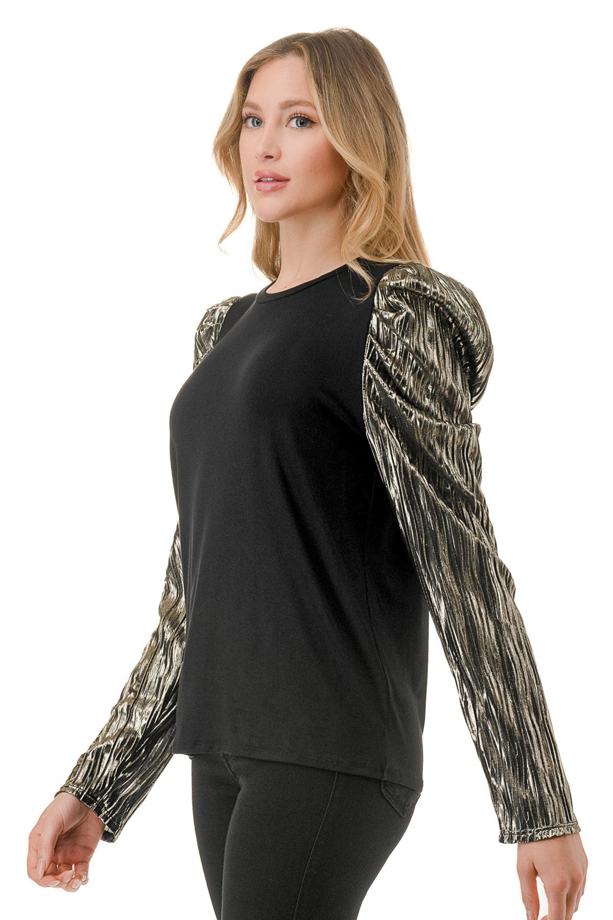 Gold Sleeve Black Top