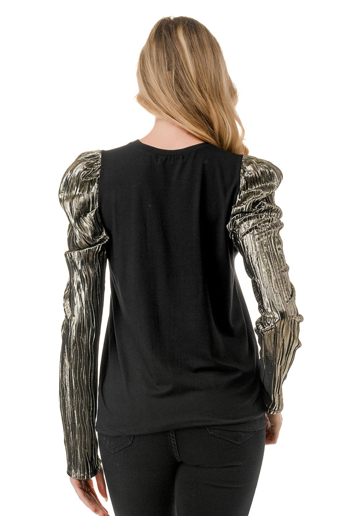 Gold Sleeve Black Top