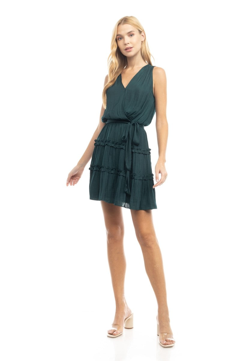 Sleeveless Belted Dress Green