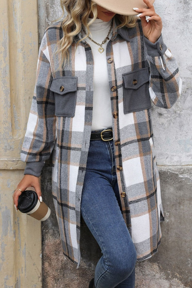 Long Flannel Grey Shacket