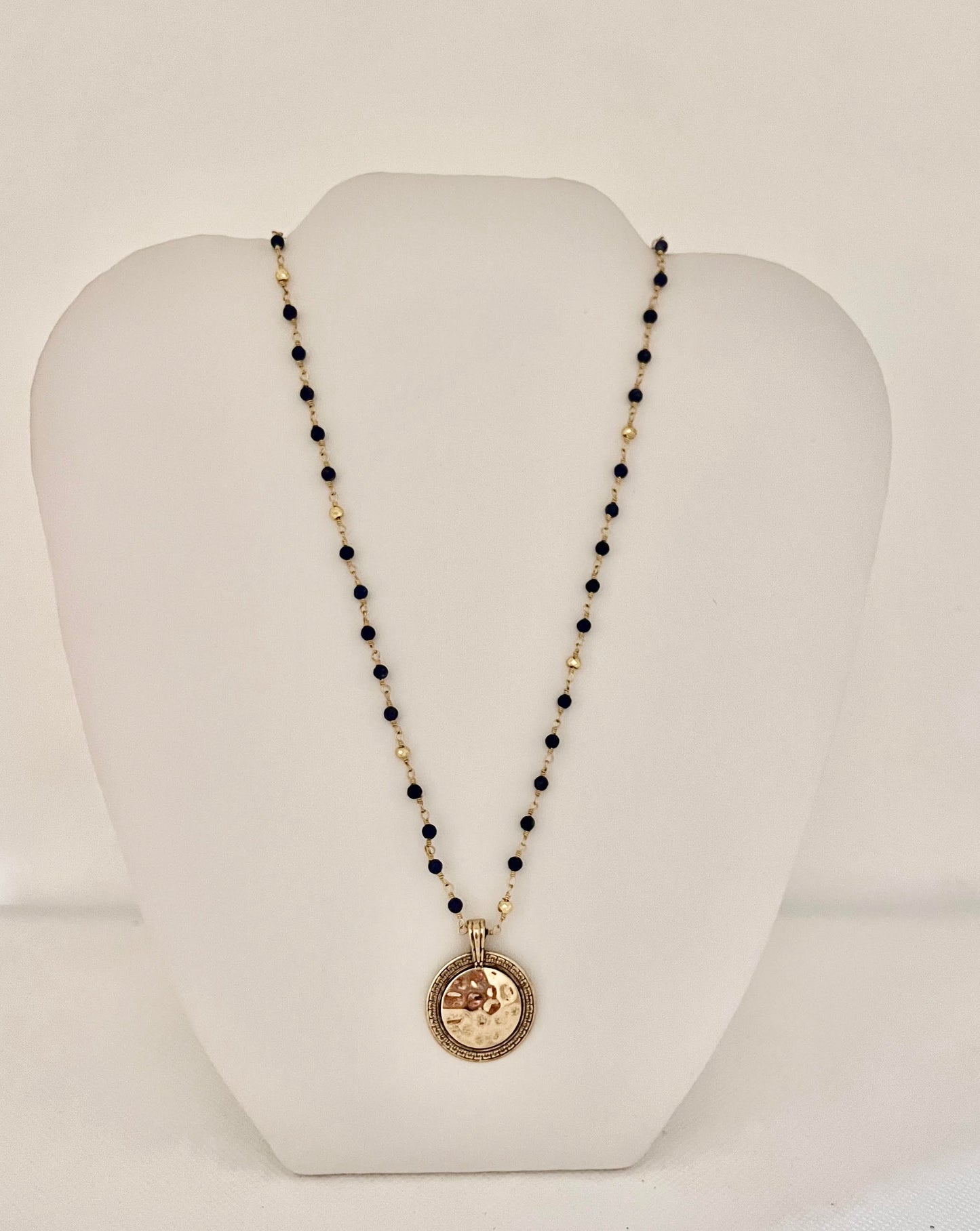 Navy Blue Rosary Bead with Gold Symbol