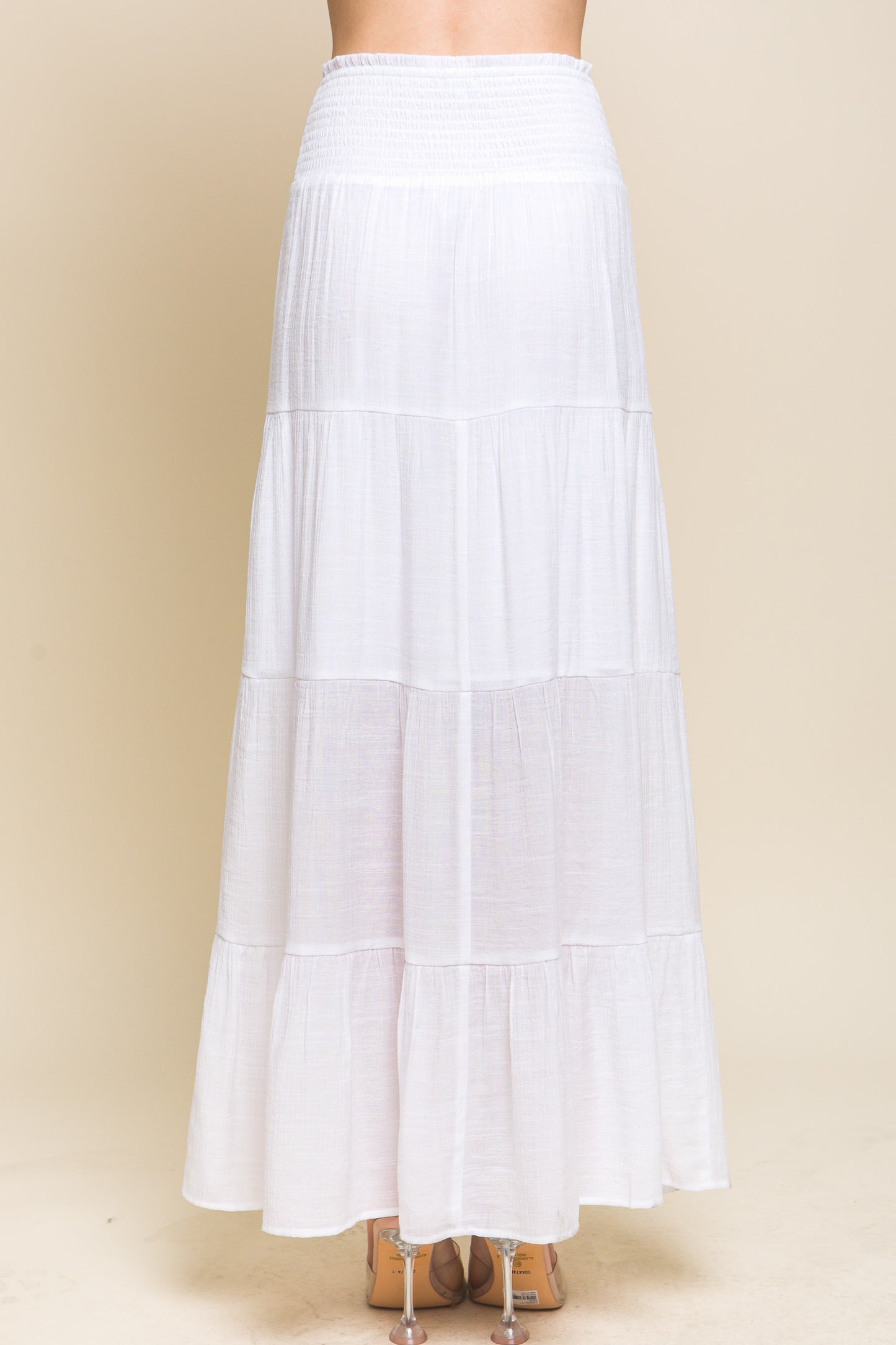 White Smocked Maxi Skirt