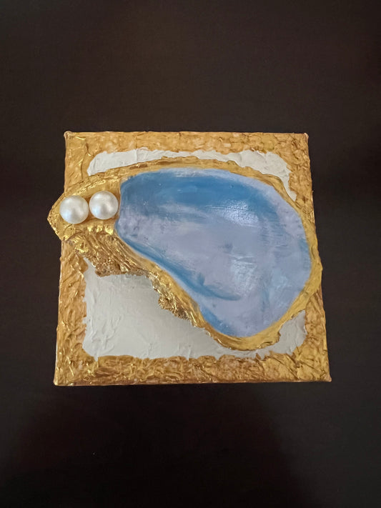 Blue Oyster Shell Canvas Block Picture