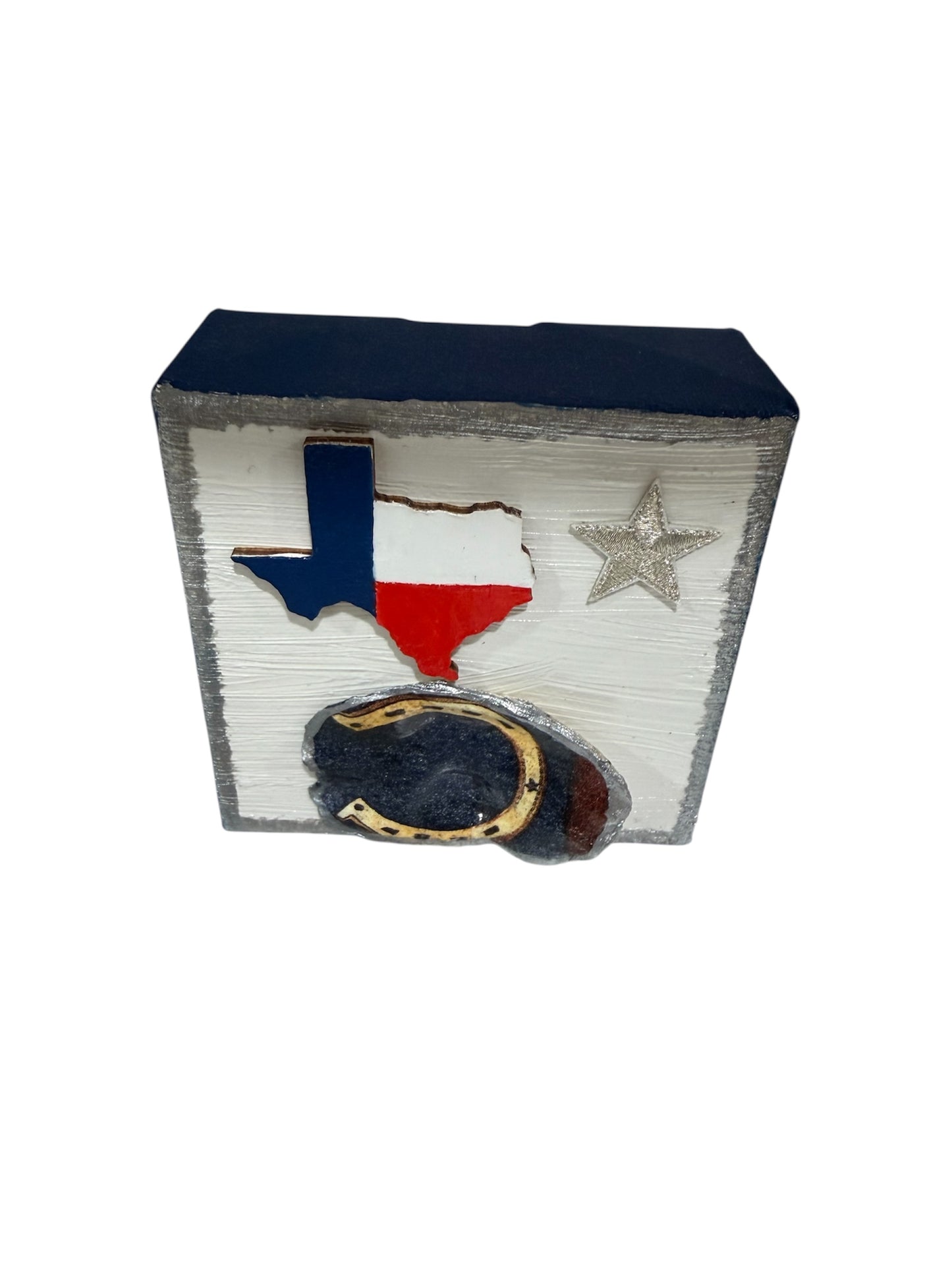 Texas Horseshoe Block Art Handmade Western Decor