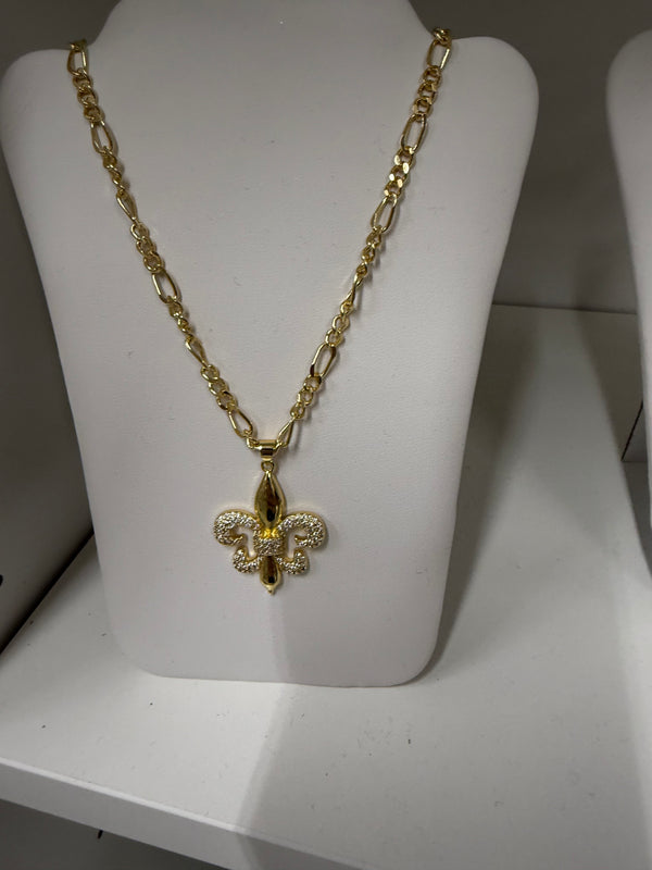 Gold Fleur de Lis Necklace Pendant