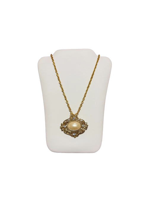 Vintage Pearl Brooch Necklace