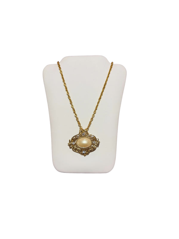 Vintage Pearl Brooch Necklace
