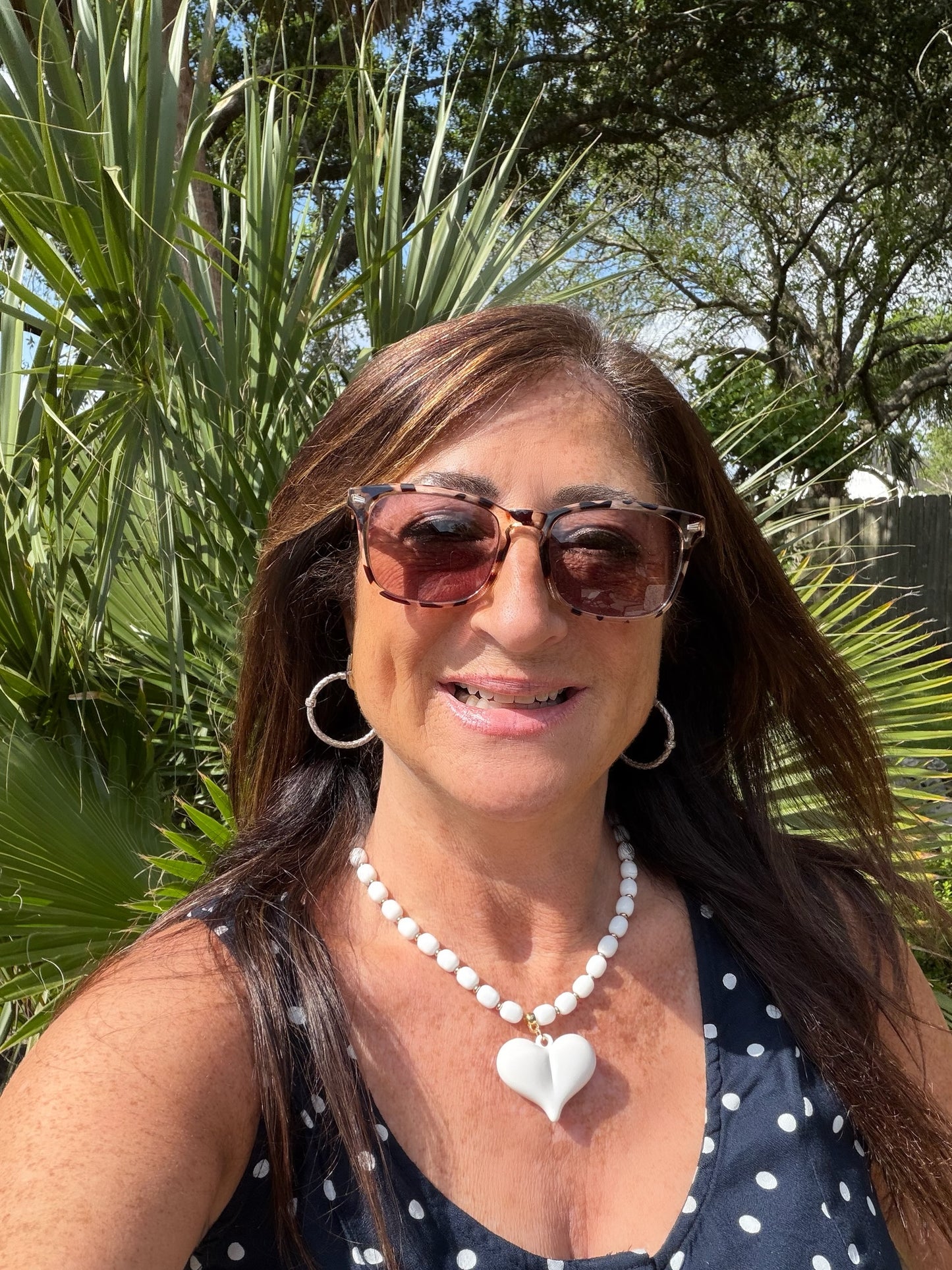 White Chunky Beaded Puffy Heart Necklace