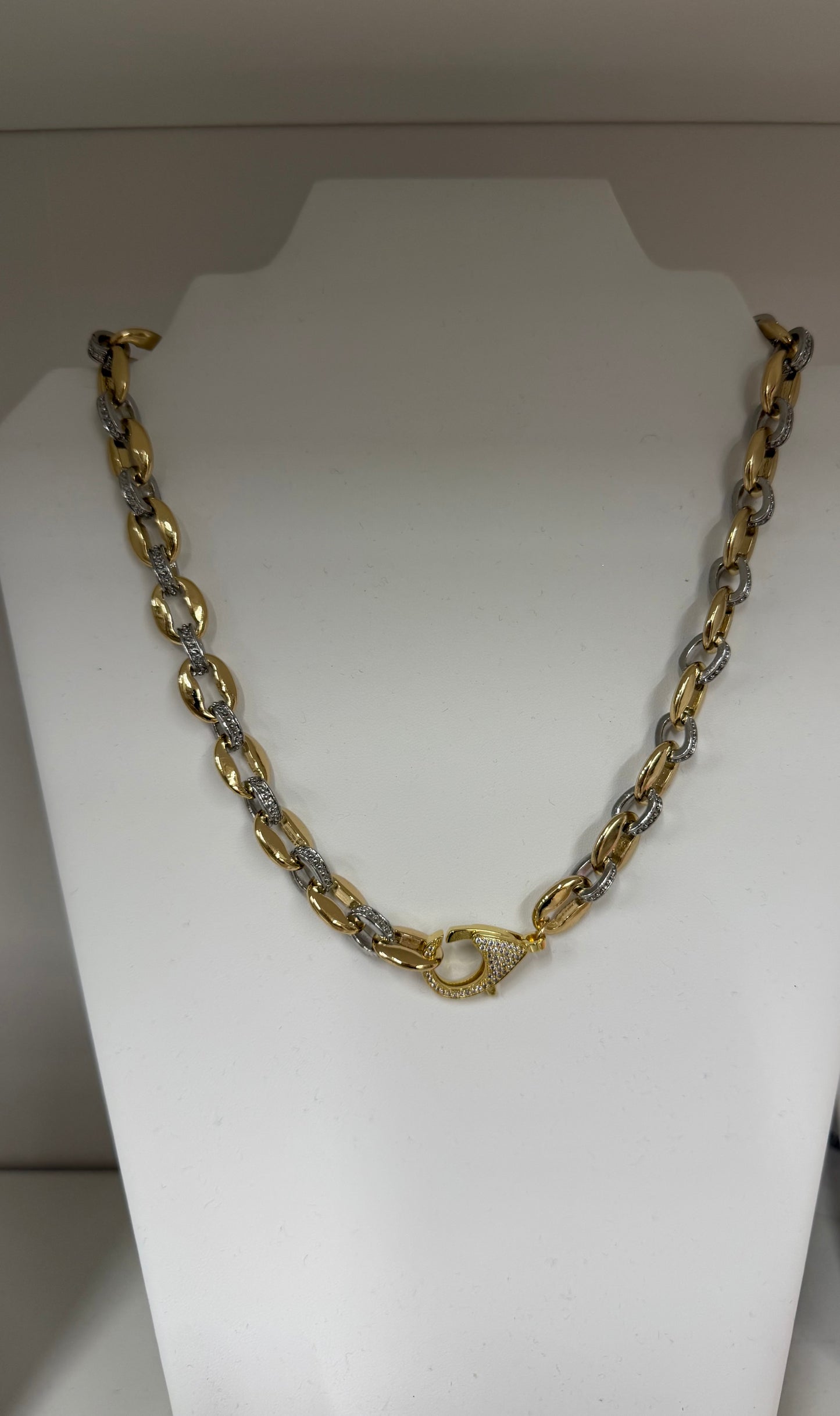 Gold /Silver Chunky Chain pave’ Lobster Clasp