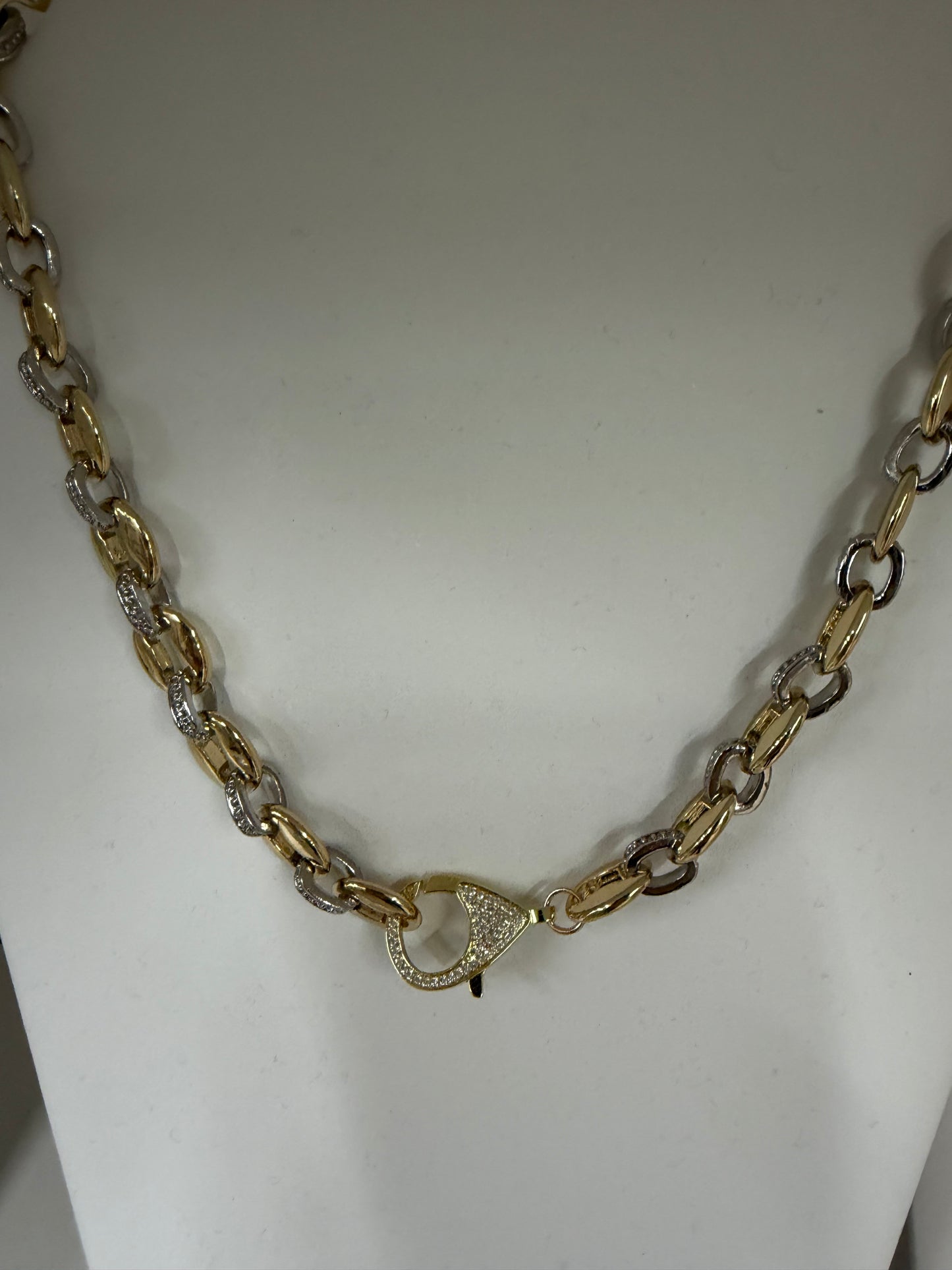 Gold /Silver Chunky Chain pave’ Lobster Clasp