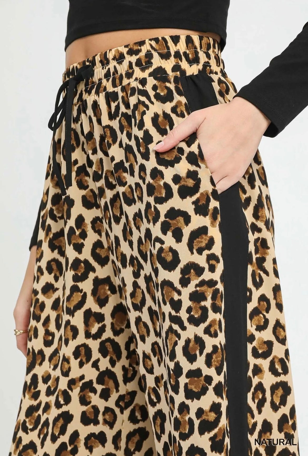 Leopard Side Stripe Flowy Pants