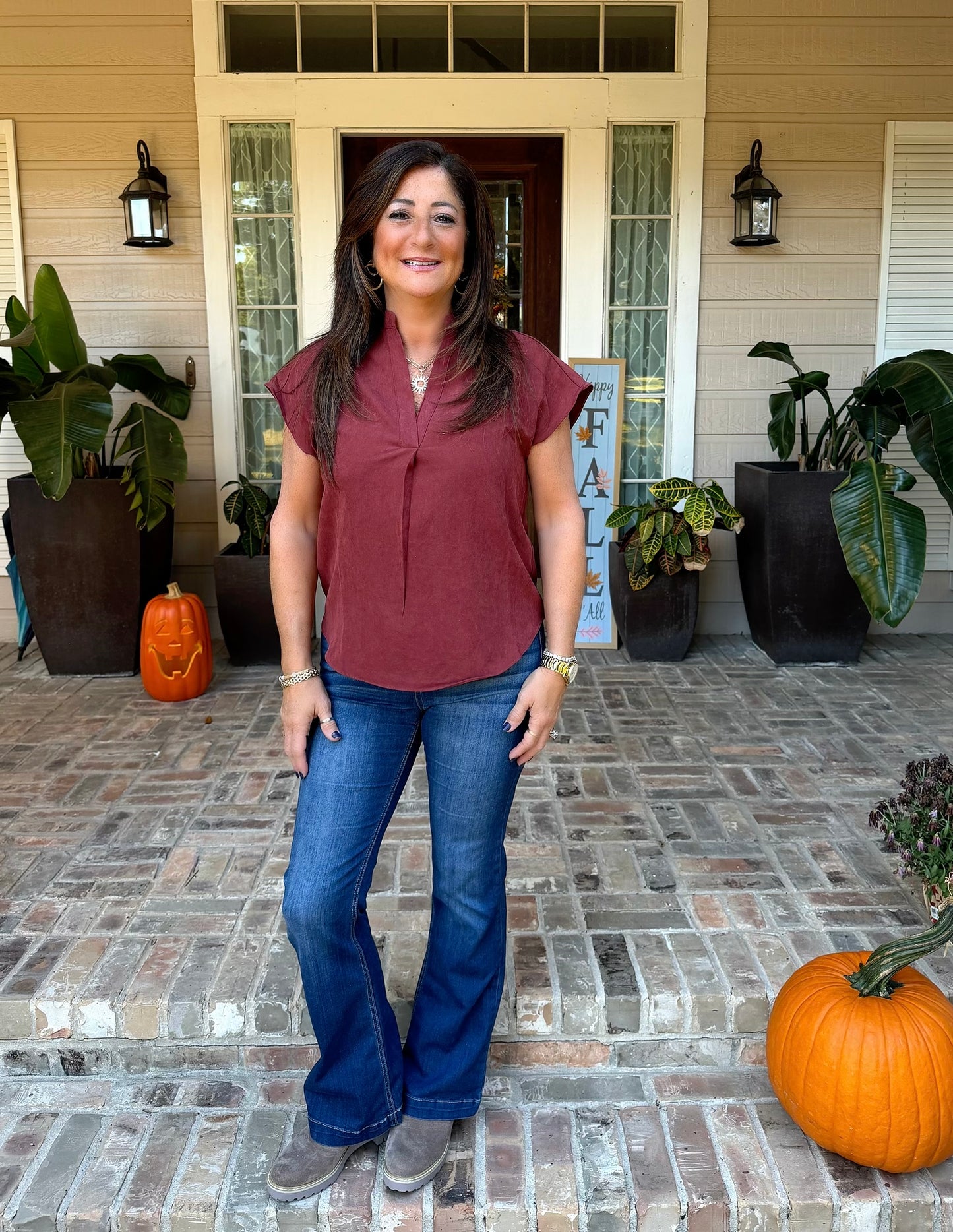 Suede Feel Blouse Rust