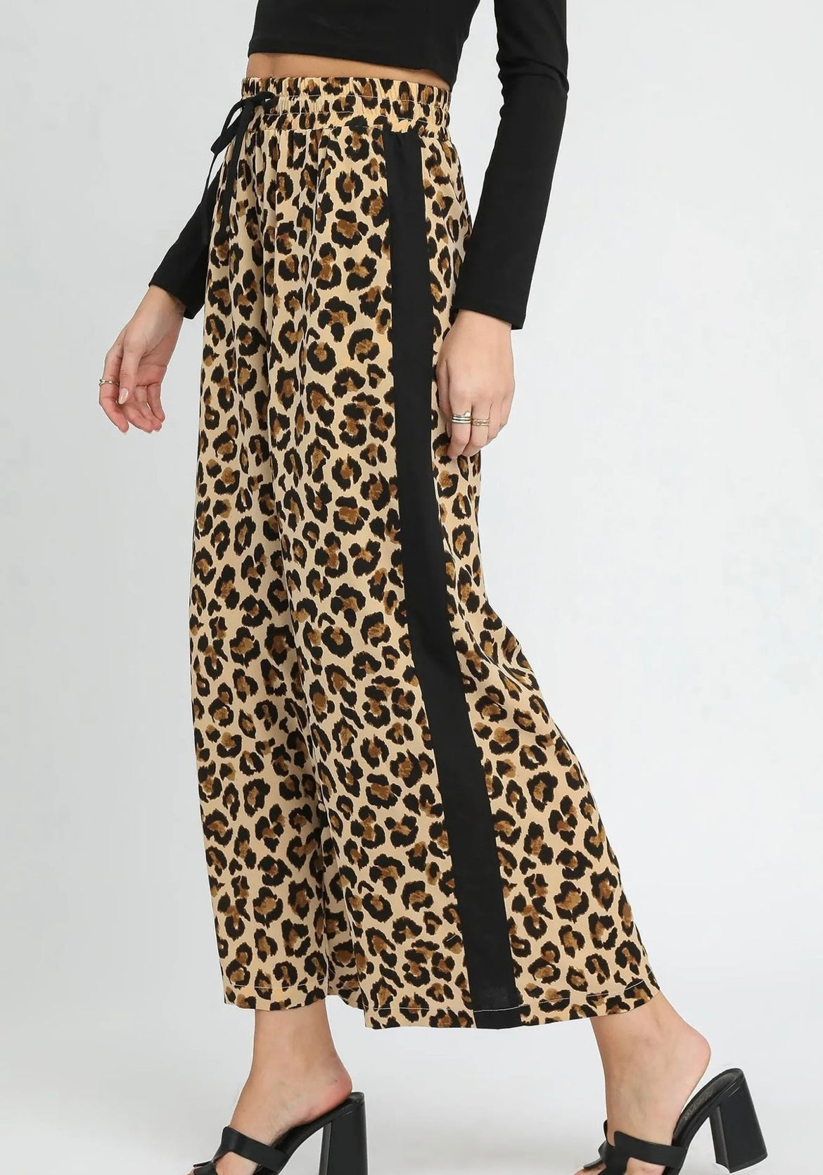 Leopard Side Stripe Flowy Pants