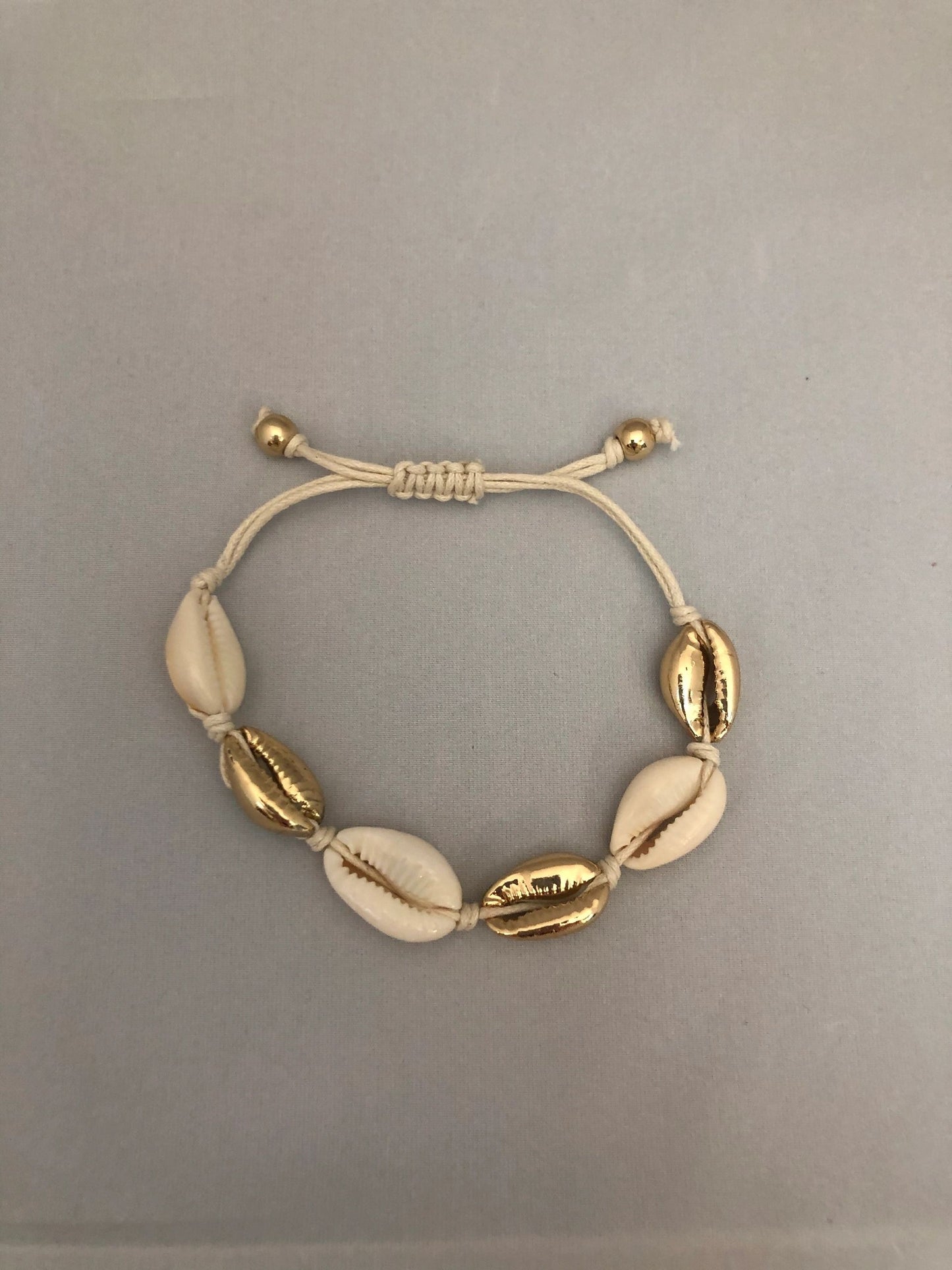 Gold Puka Bead Bracelet | Adjustable Coastal Shell Bracelet