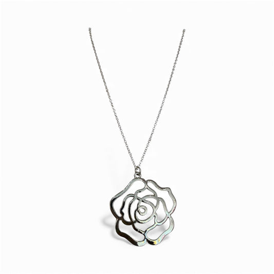 Silver Rose Necklace
