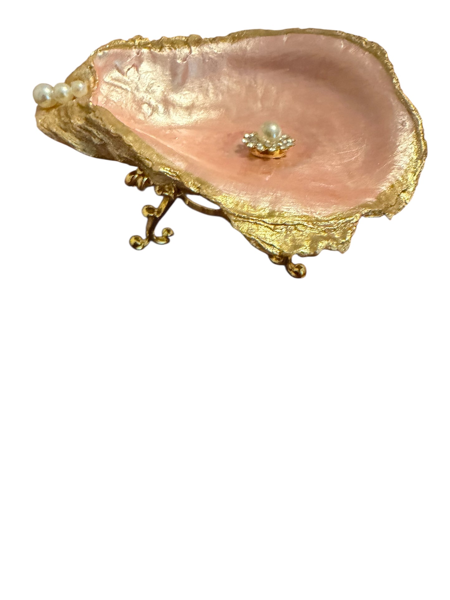 Pearl Pink Rhinestone Oyster Shell