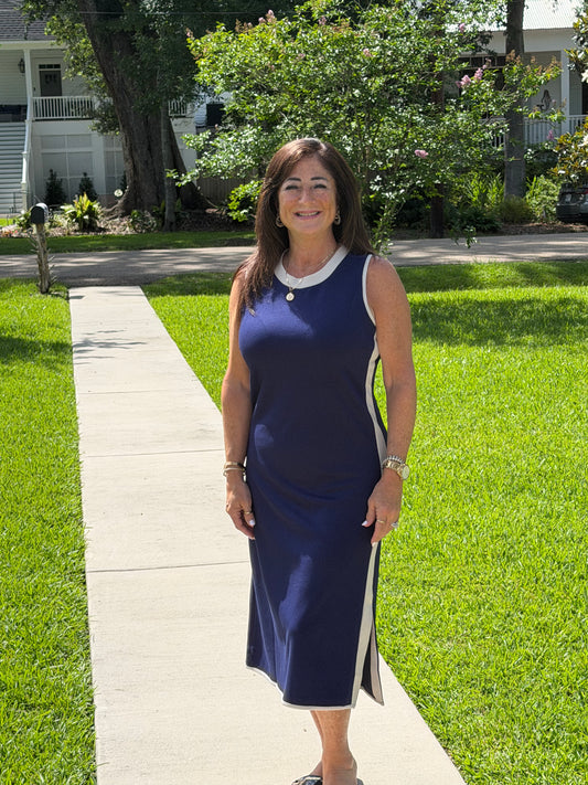 Navy Blue Sporty Chic Midi Dress