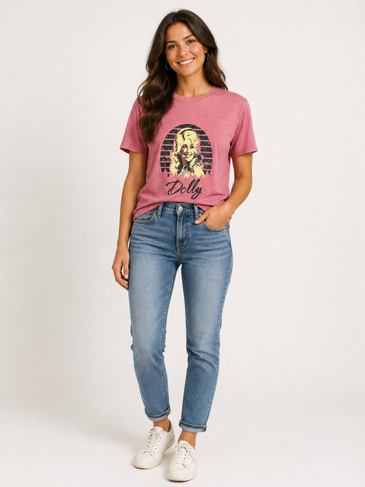 Berry Pink Dolly Parton T-shirt Small
