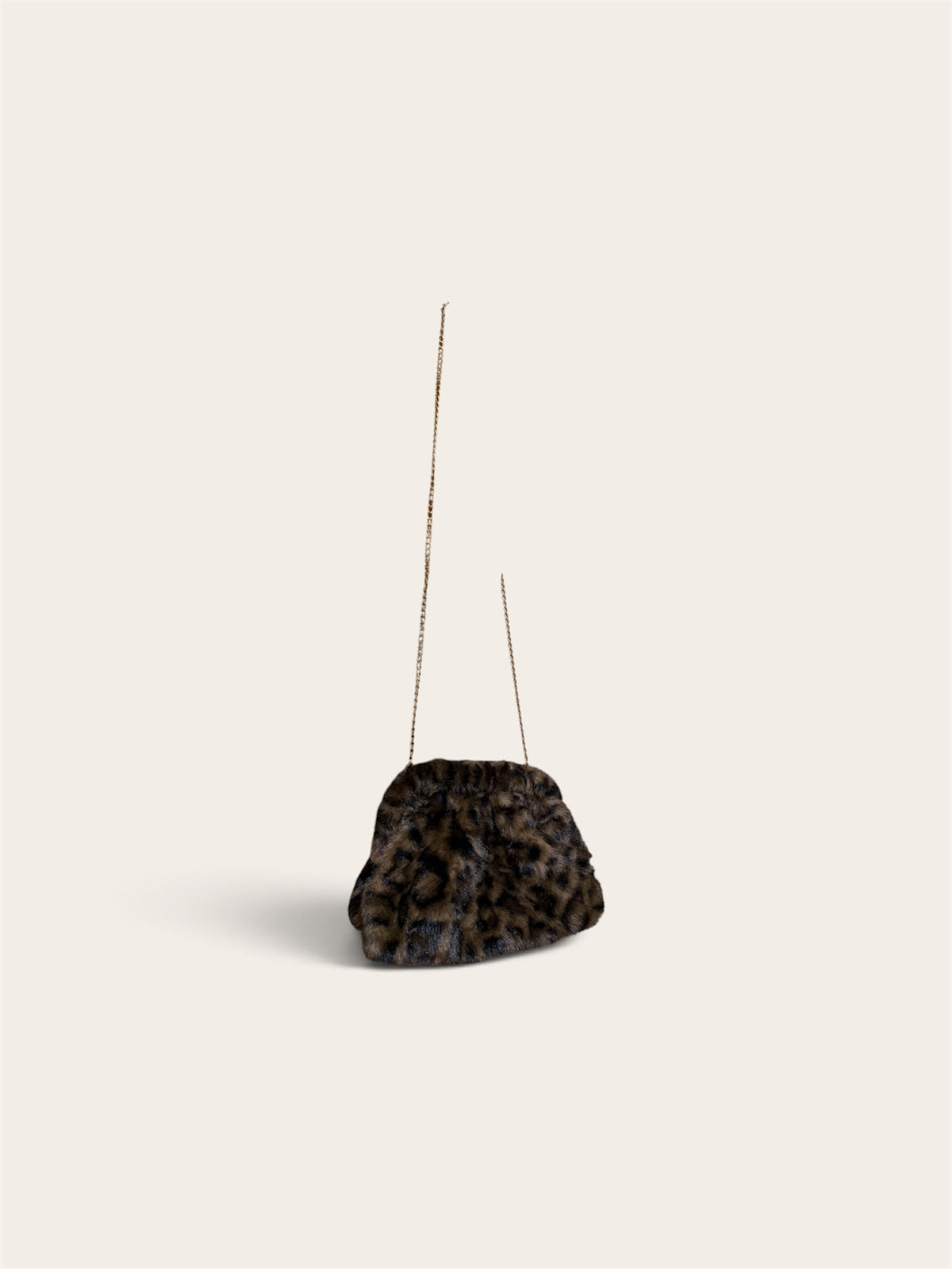 Fur Leopard Purse with Chain