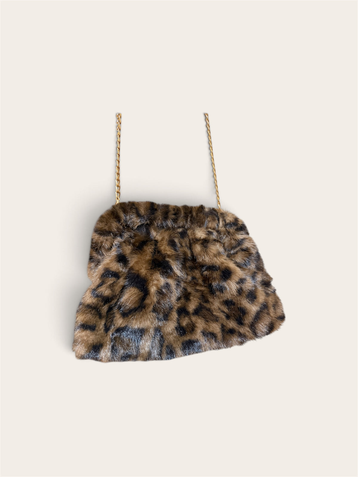 Fur Leopard Purse with Chain