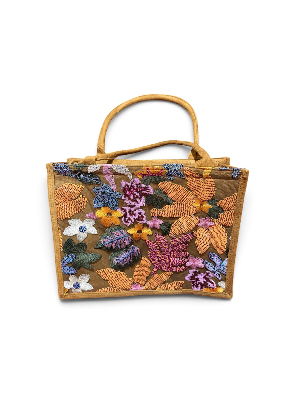 Orange, Camel Suede Tote Bag Purse