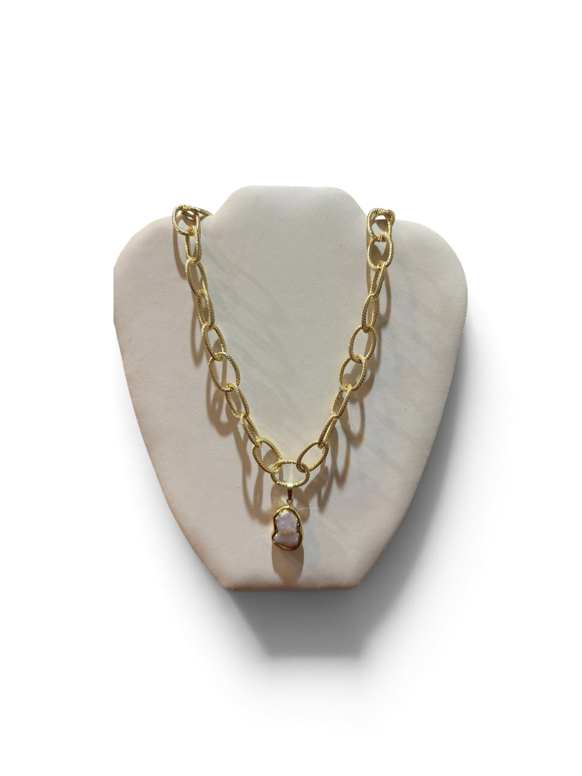 Freshwater Pearl Chunky Gold Chain Necklace