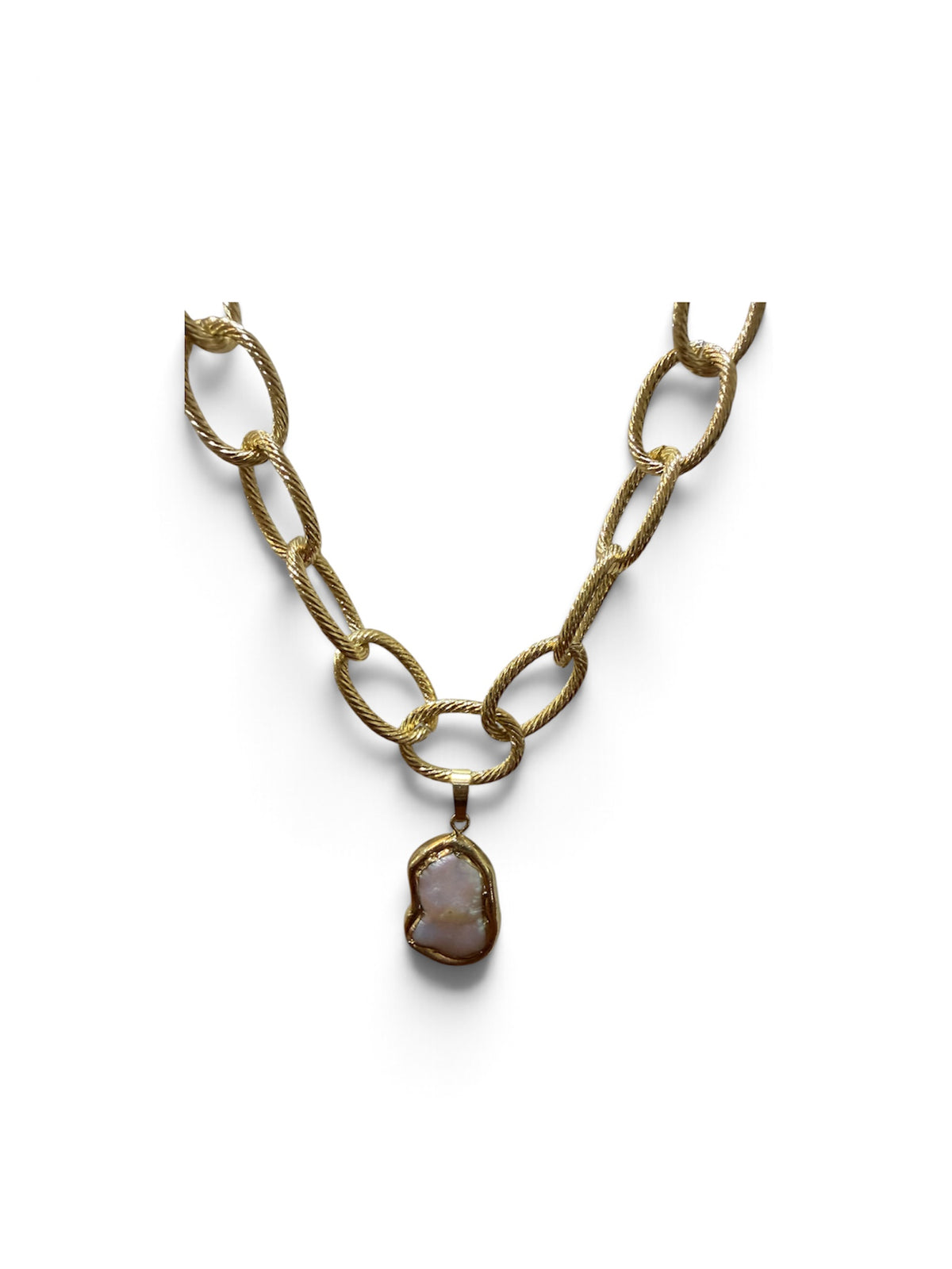 Freshwater Pearl Chunky Gold Chain Necklace