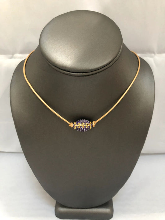 Purple & Gold Pavé Football Necklace | Game Day Jewelry