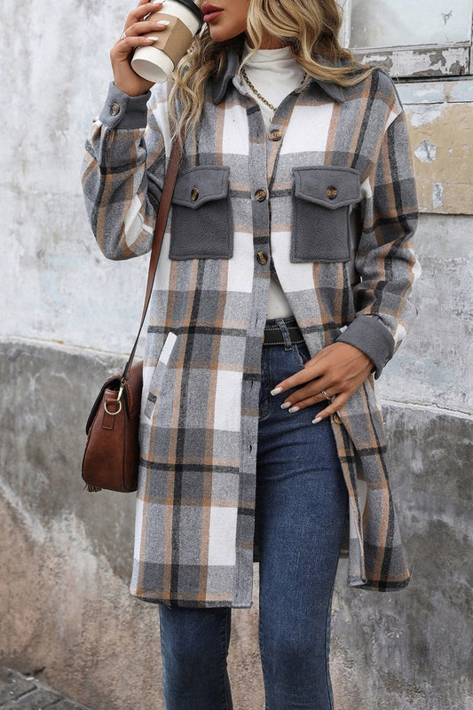 Long Flannel Grey Shacket